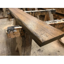 Eiche, rustikal, antik geölt, Regal, Handtuchablage, Bohle, strukturiert, einseitige Baumkante, Massivholz, 120x20-25x3cm